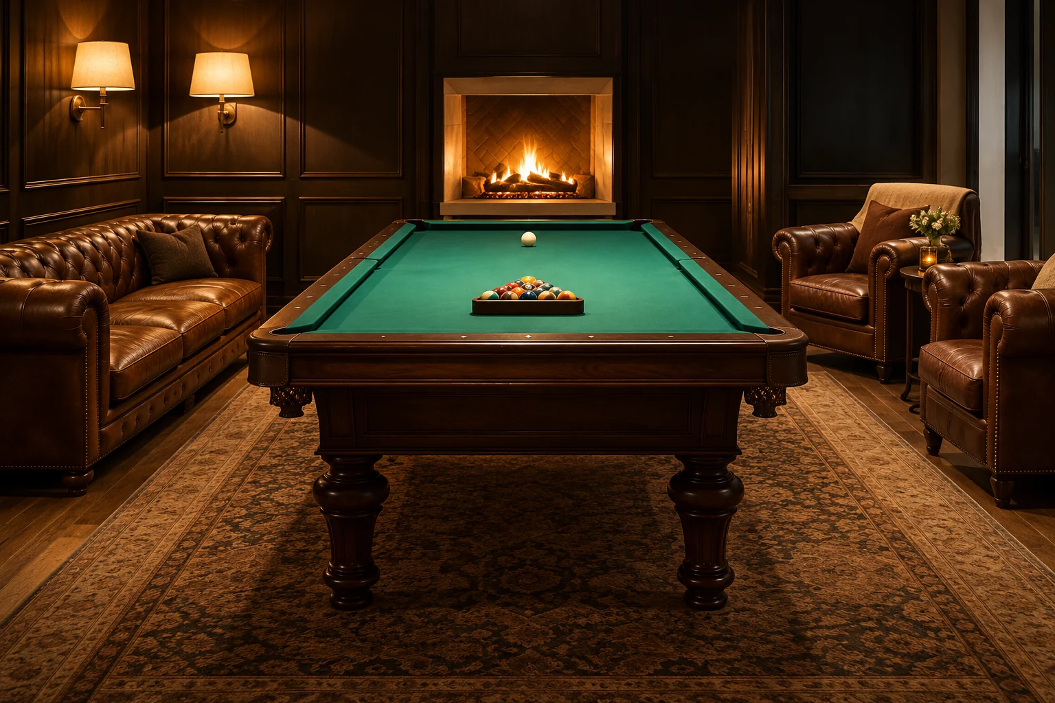 Table de billard dans le lounge intime du Palais Anthea
