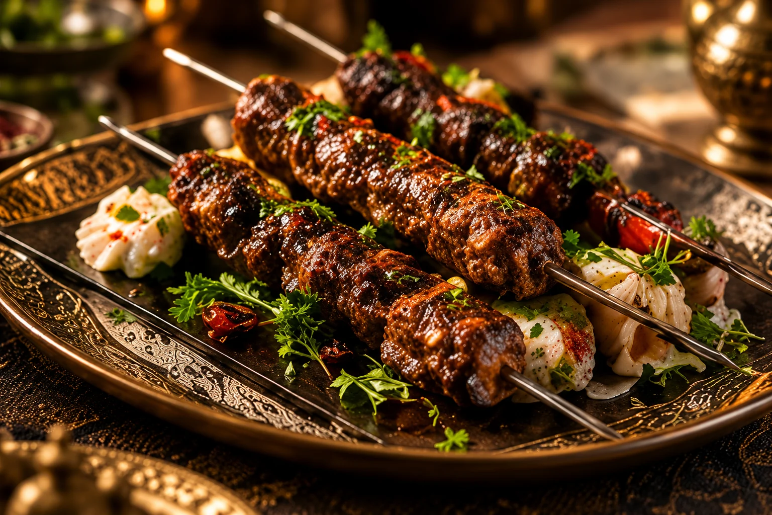 Brochettes d’agneau grillées aux herbes