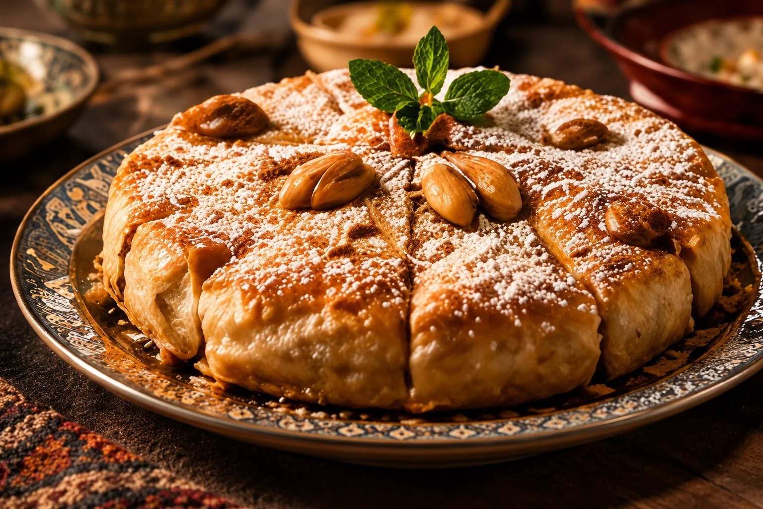 Pastilla marocaine au poulet, aux amandes et à la cannelle