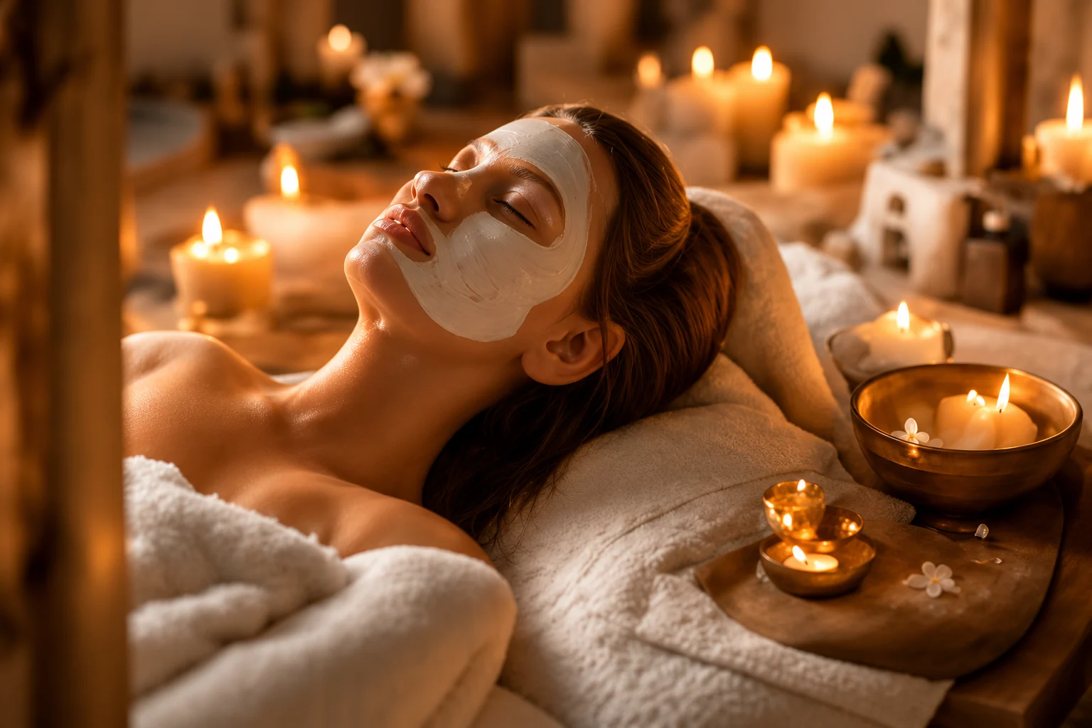 Soin du visage au spa dans une atmosphère de détente